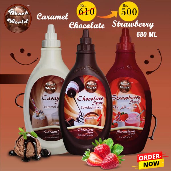 Trio Pack | Chocolate Strawberry Caramel Syrups !